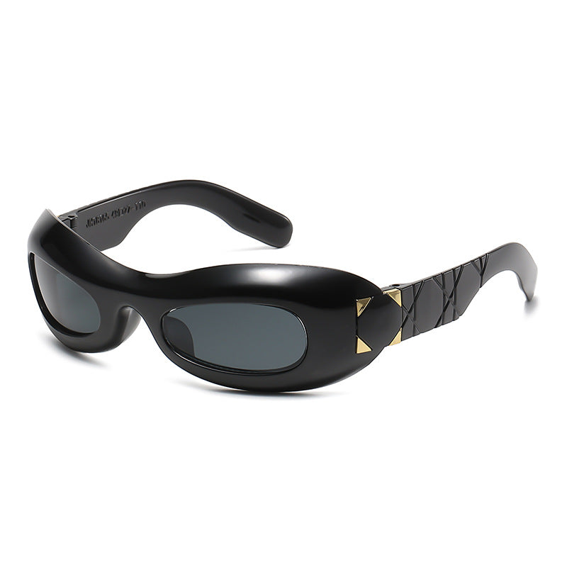 Damen futuristische Designer-Sonnenbrille mit innovativem Rahmen Karnz