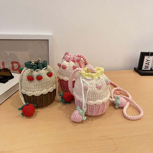 Süßes Cupcake-Themen Häkel-Mini-Handtasche
