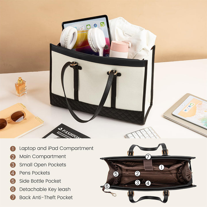 Stilvolle Quilted Tragetasche mit Abnehmbarem Kosmetikfach Karnz