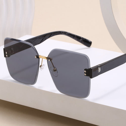 Damen oversized quadratische Sonnenbrille mit modischem Dekor Karnz