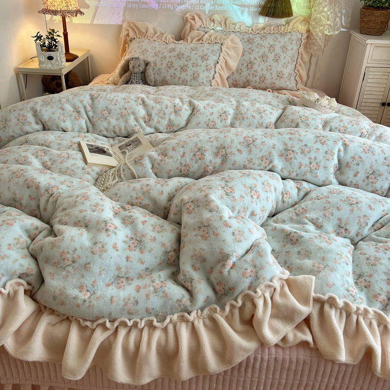 Plüsch Floral Rüsch Komfortbett-Set