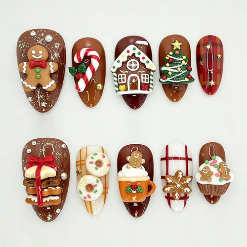 Festliche, urlaubsbezogene Press-On-Nail-Designs
