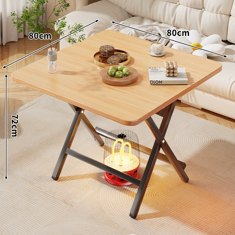 Faltbarer quadratischer Kaffee- und Beistelltisch mit Marmor-Effekt-Top und zusammenklappbarem X-Beinrahmen