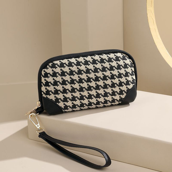 Elegante Hahnentritt Reißverschluss-Tasche Karnz