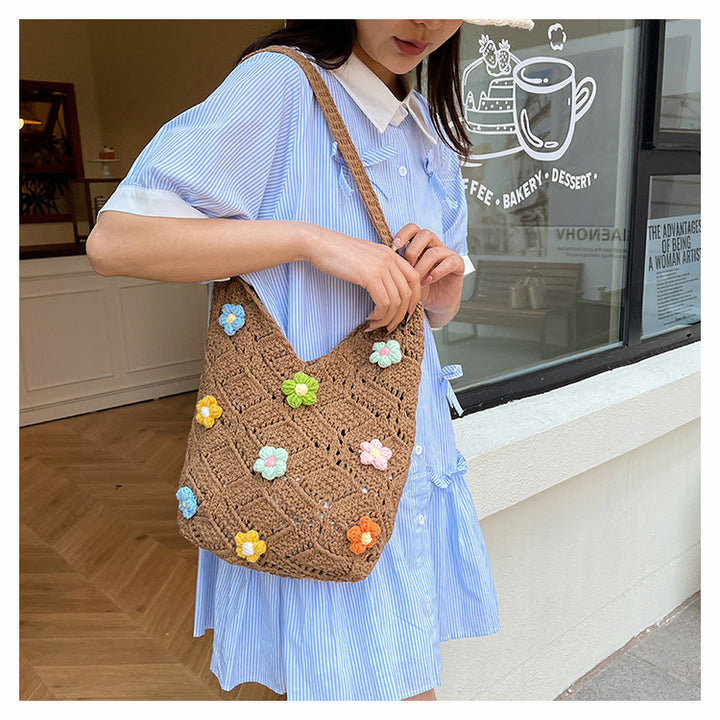 Florale verziertes Häkel-Schultertasche Karnz