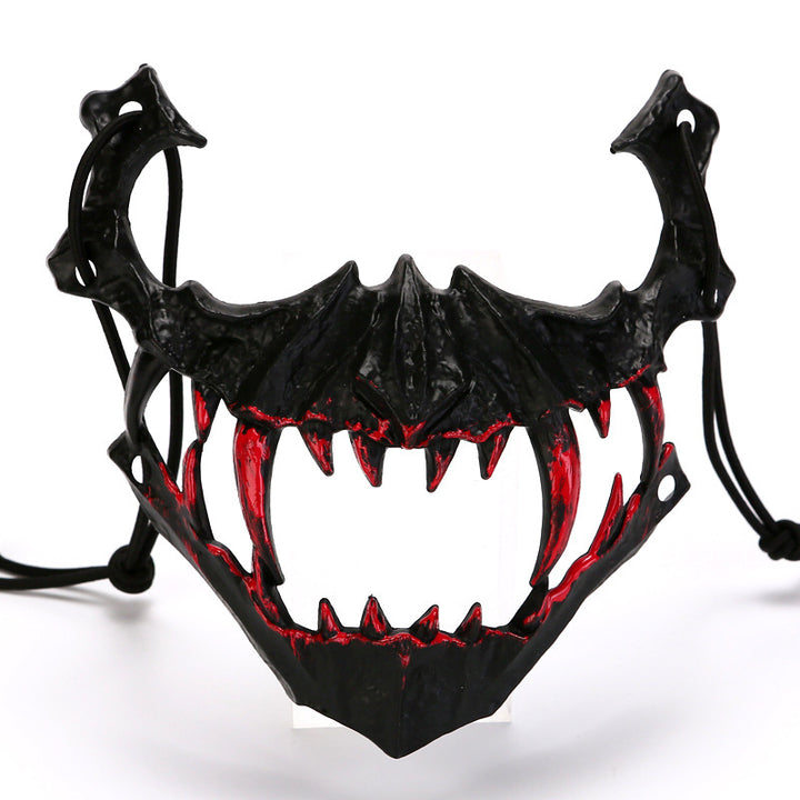 Halbgesichtsmaske mit fletschenden Vampirzähnen und verstellbarem Gummiband