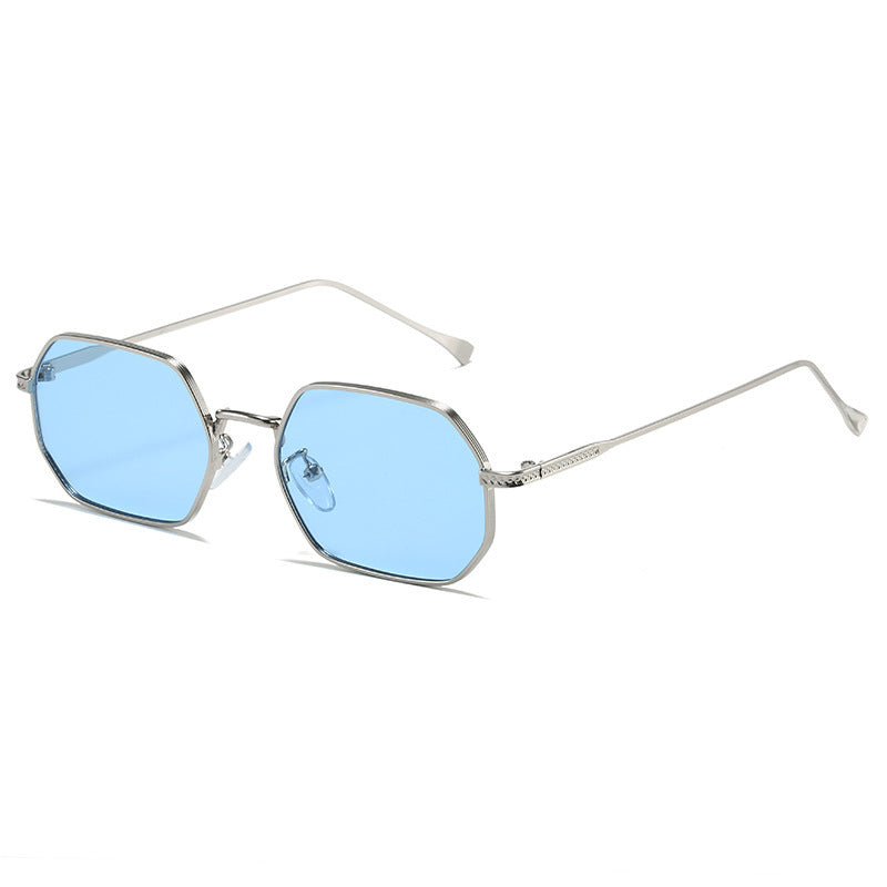 Damen Acht-Eckige Designer-Sonnenbrille mit hochwertigem Metallrahmen Karnz