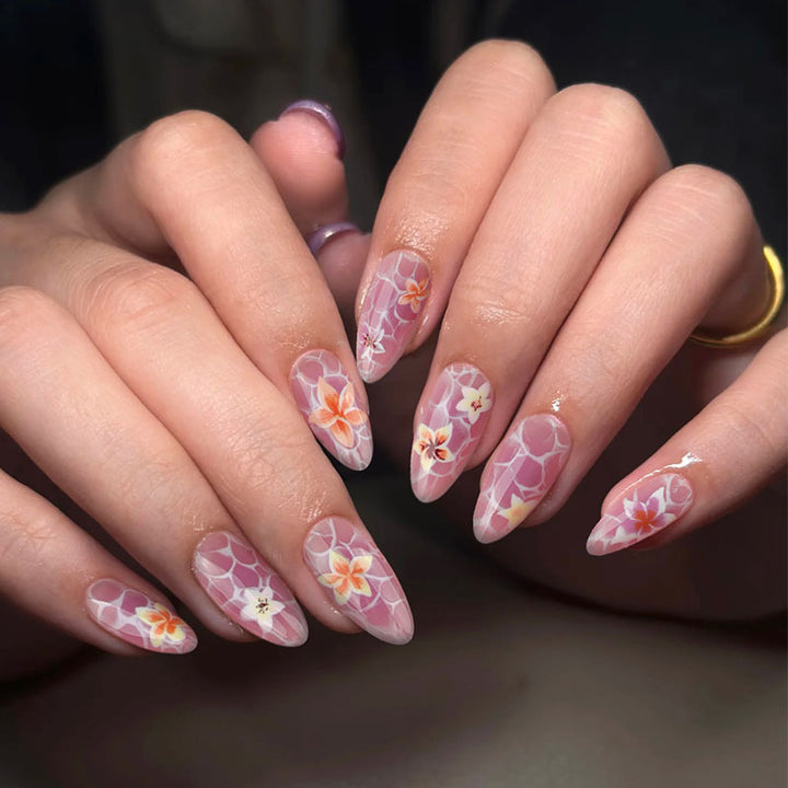 Kunstvolle Drucknägel mit floralem Design Karnz