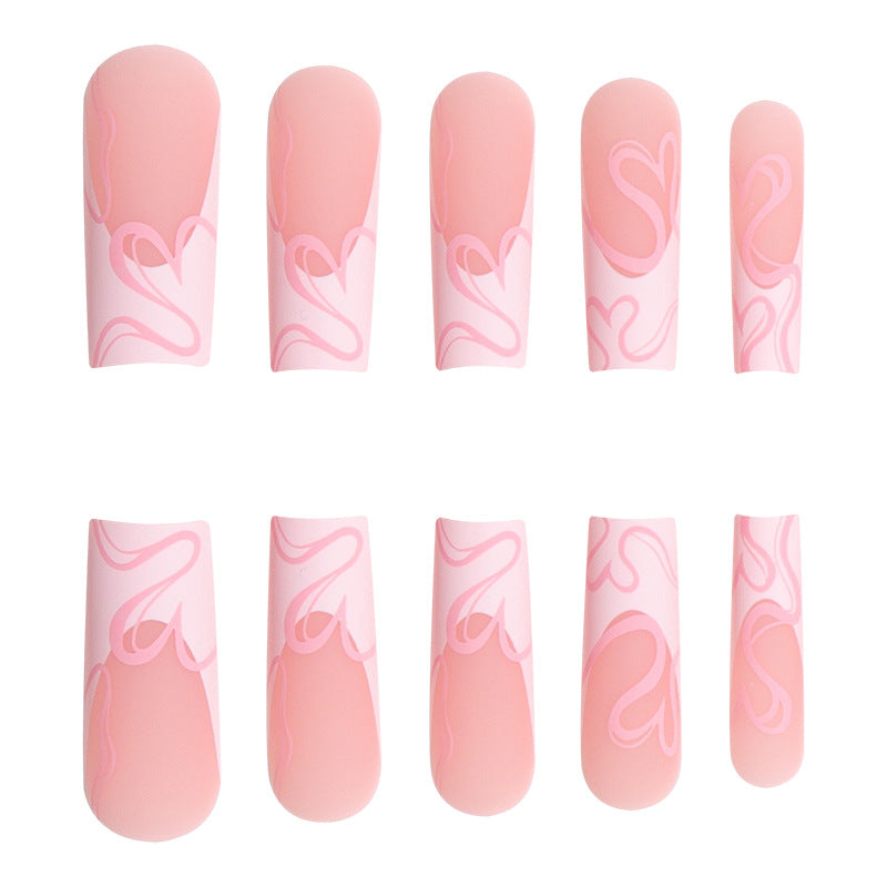 Langes Press-On Nagelkunstset mit Herzdesign Karnz