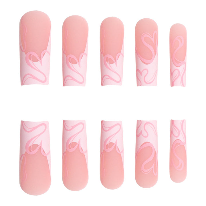 Langes Press-On Nagelkunstset mit Herzdesign Karnz