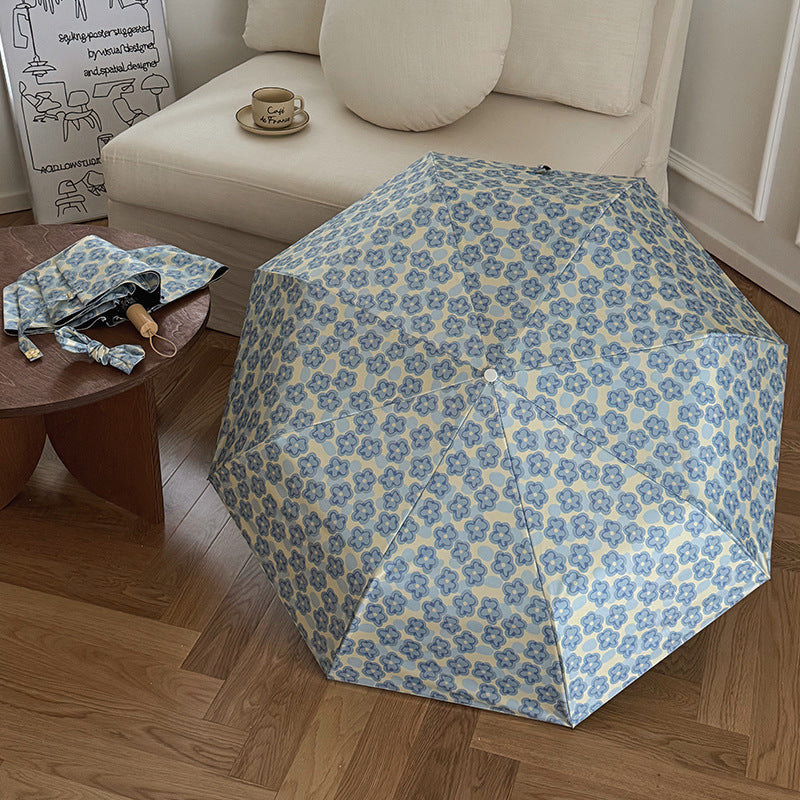 Damen Faltbarer Regenschirm mit elegantem Blumenmuster Karnz