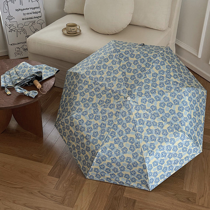 Damen Faltbarer Regenschirm mit elegantem Blumenmuster Karnz