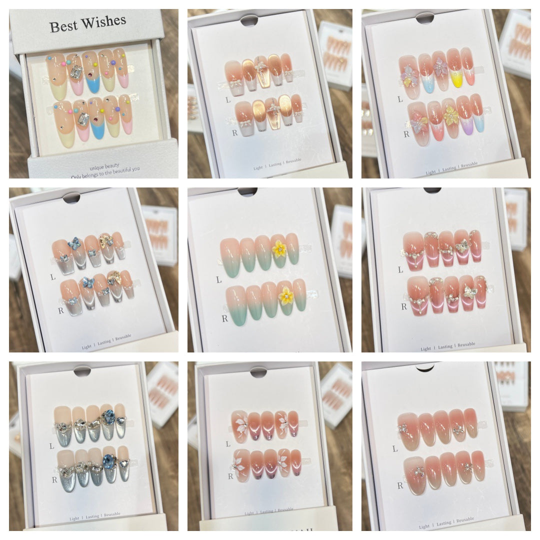 Elegantes wiederverwendbares Press-On-Nagelkunstset