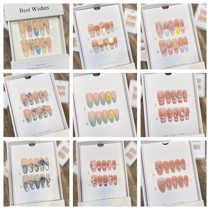 Elegantes wiederverwendbares Press-On-Nagelkunstset