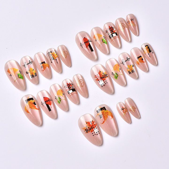 Herbst-inspiriertes Künstlerisches Press-On Nagelkunst-Set Karnz