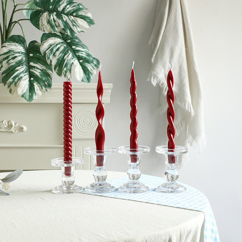 Skulpturales Ribbon-Twist Taper Kerzen Set