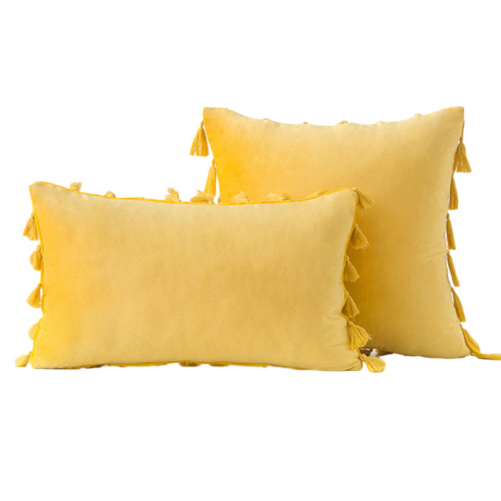 Velvet Quaste-Trim Quadrat und Lenden Dekokissen Set