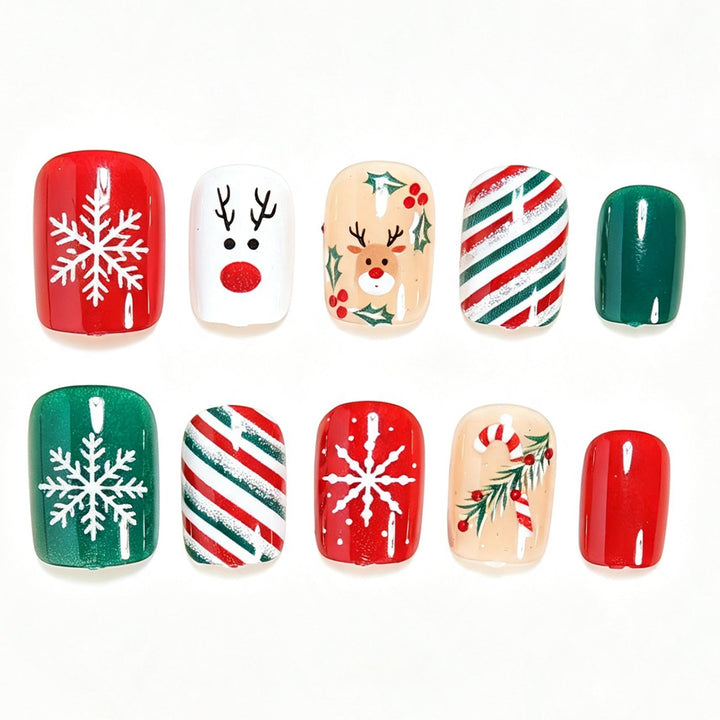 Festliche Feiertags-Themen Press-On Nail Art Karnz