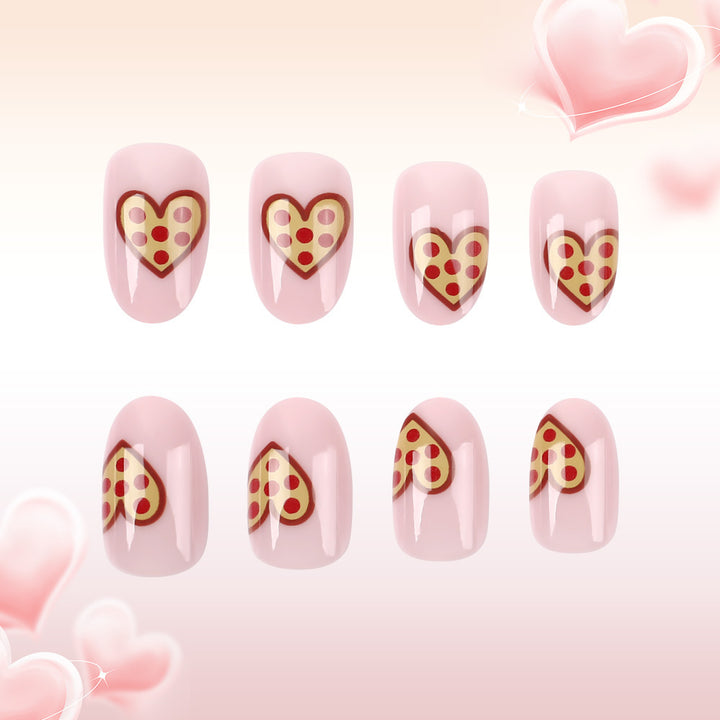 Verspielte Pizza Herz Press-On Nagelkunst Karnz