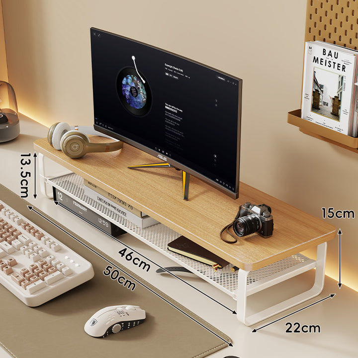 Slim Floating Desktop Monitor Riser mit belüftetem Unterregal und rundem Metallrahmen