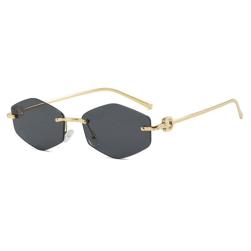 Damen modische Sonnenbrille mit hexagonalem Gestell und luxuriösen Akzenten Karnz