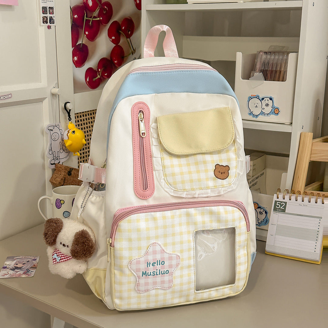 Stilvolles Gingham-Druck-Rucksack Karnz
