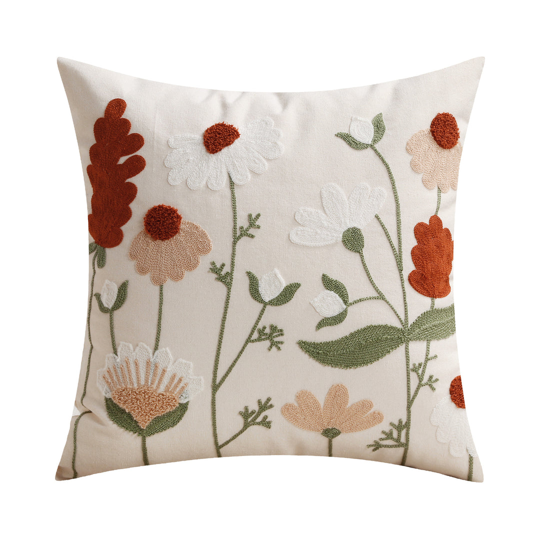 Dekorative quadratische gestickte florale Tufted Leinenkissenbezug