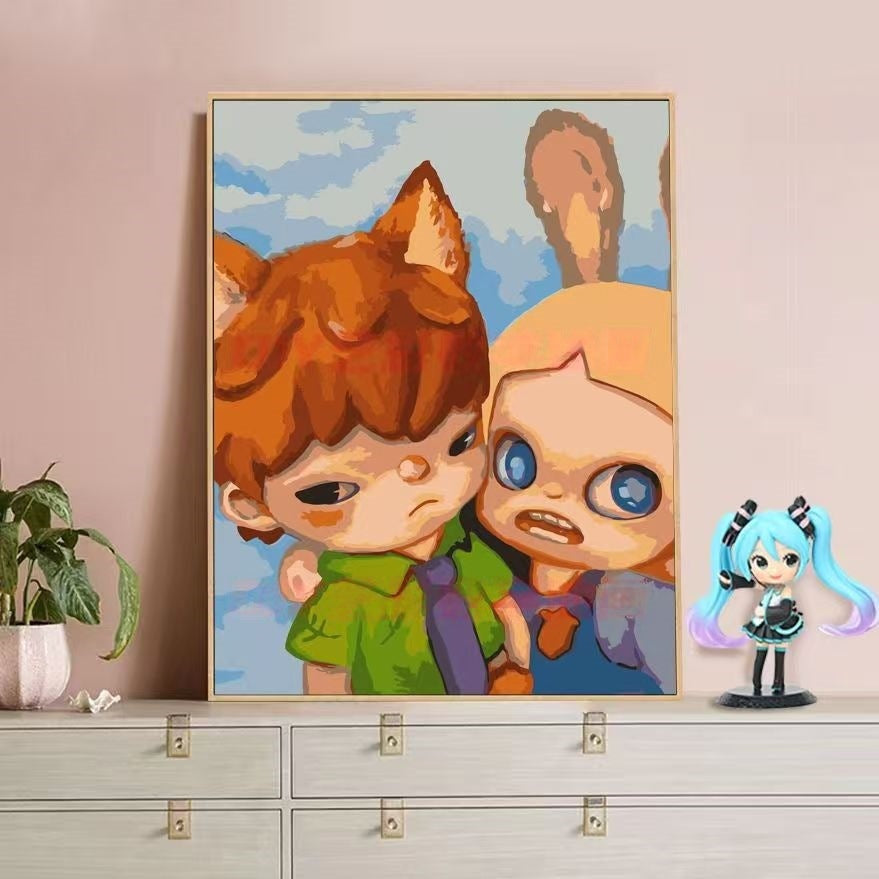 Verspielte Charakterillustration Leinwandkunst Karnz