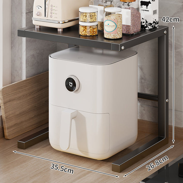 Minimalistischer C-Rahmen-Beistelltisch mit breitem schwebendem Regal und Untertischfreiraum