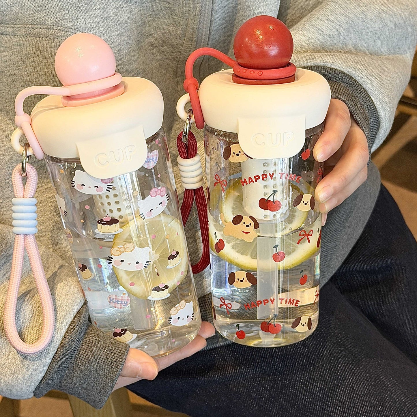 Damen Kreative Wasserflasche mit lässigem Motiv Karnz