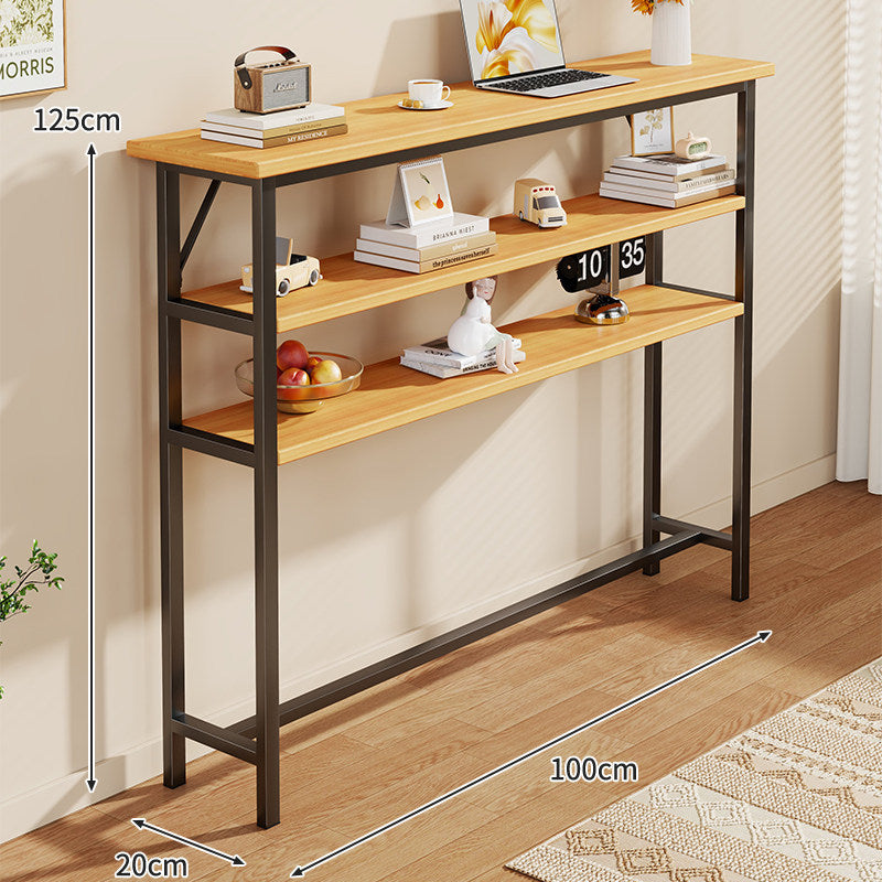 Slim Industrial Konsolentisch mit Holzplatte und Stahlrahmen