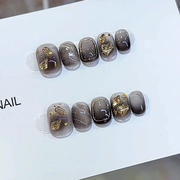 Künstlerisches Marmor-Effekt Press-On-Nagelset Karnz