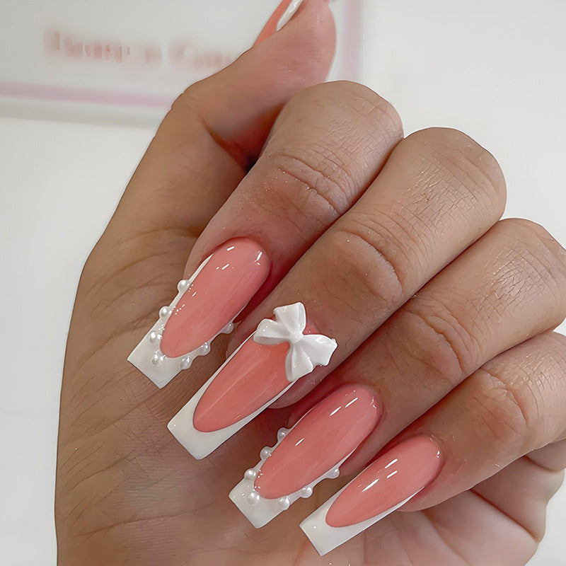 Kunstnagelset mit eleganten 3D-Schleifen und hochwertigen Dekoren Karnz