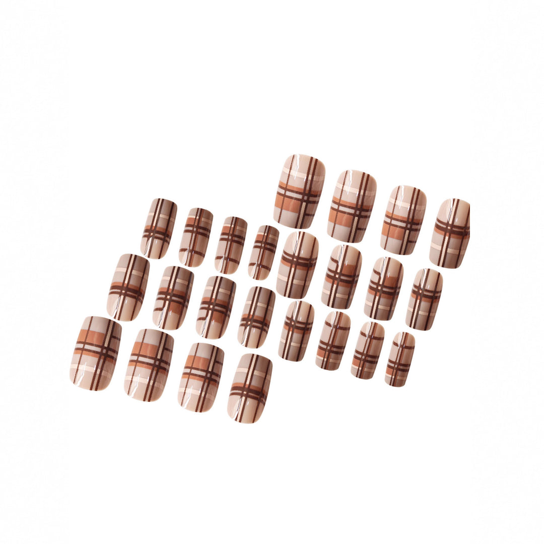 Stylisches Karomuster Press-On Nail Set Karnz