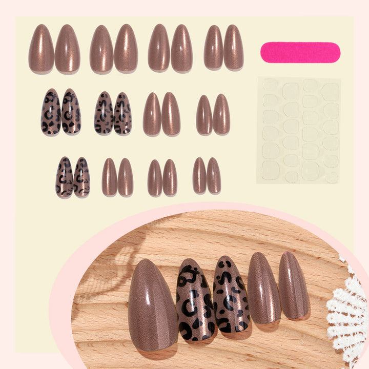 Dekorativer Leopardenmuster Press-On Nagelset Karnz
