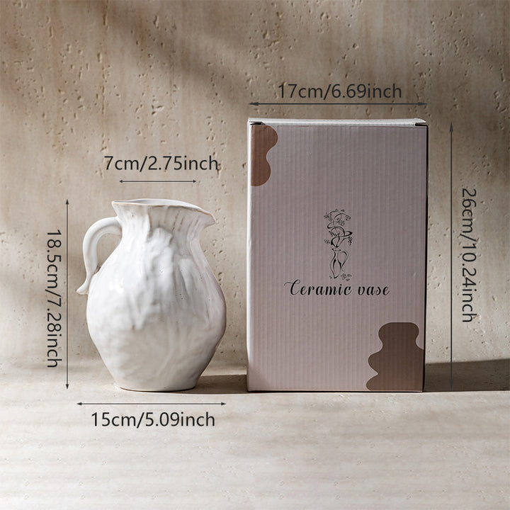 Handgefertigte Texturierte Keramikkanne Vase für Blumenarrangements