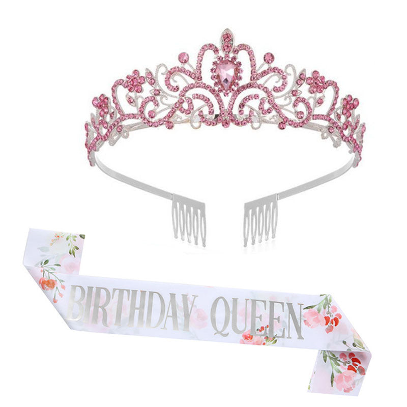 Damen Festliche Krone mit eleganter Schärpe Karnz