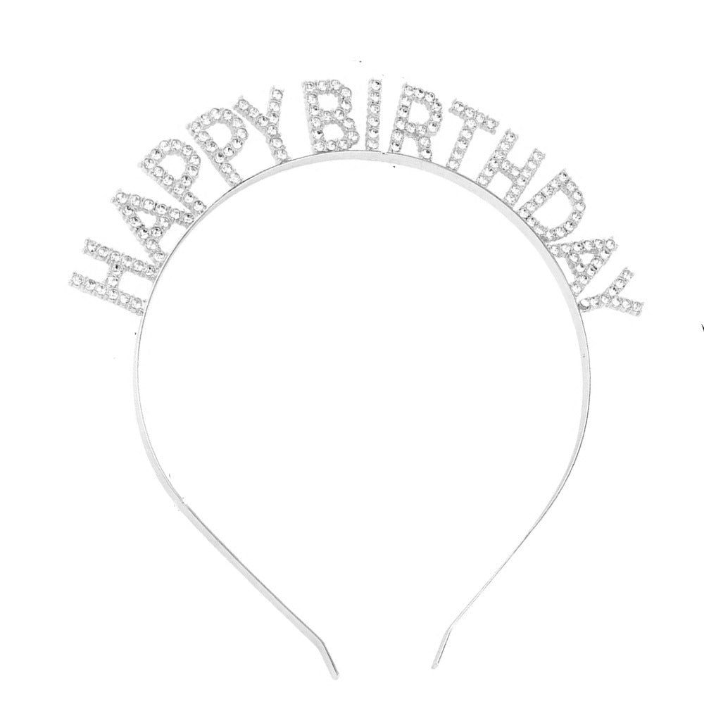 Damen Glitzernder Haarreif mit "Happy Birthday" Aufschrift Karnz