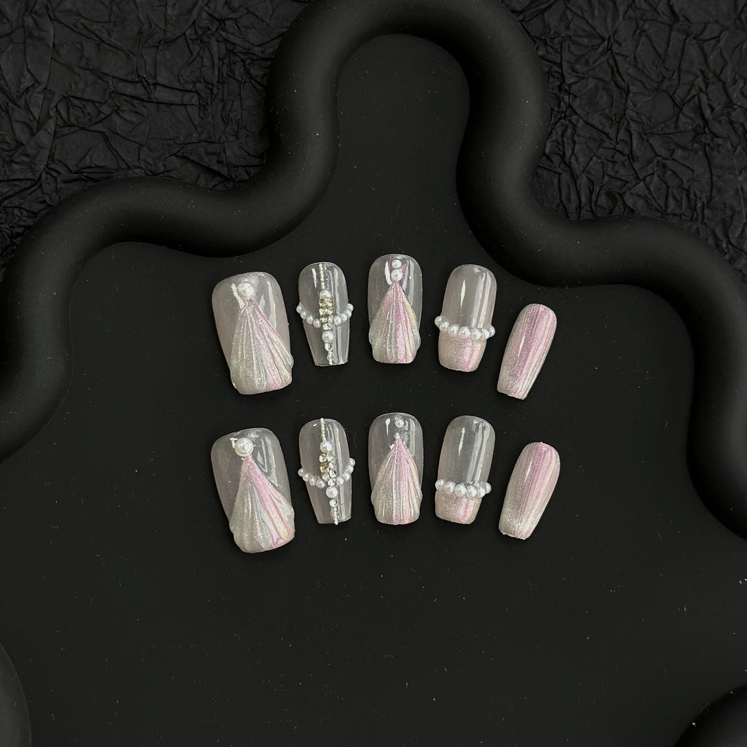 Blumeninspiriertes 3D Press-On Nagel-Set