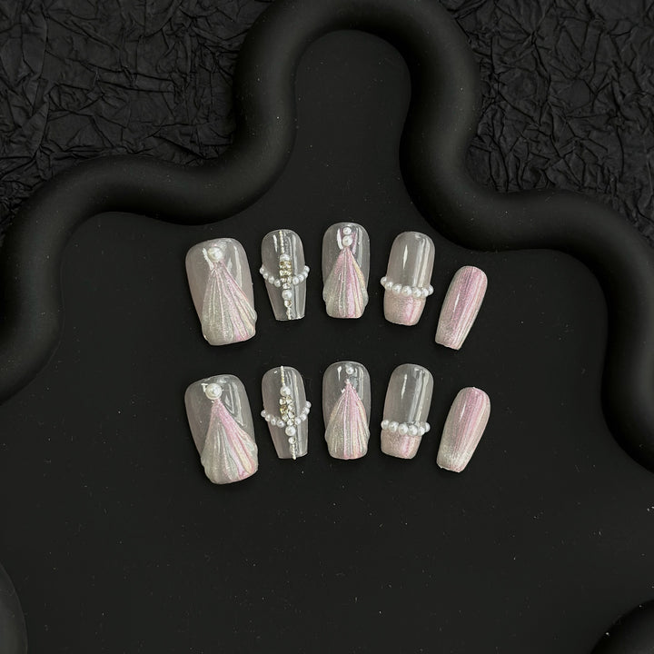 Blumeninspiriertes 3D Press-On Nagel-Set