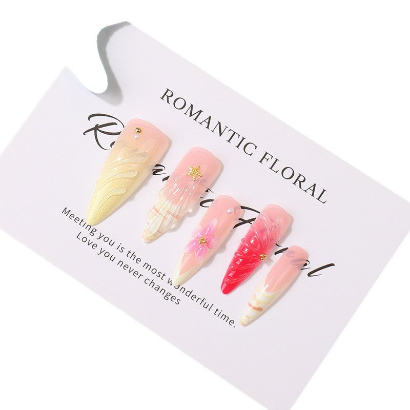 Romantisches Blumen Press-On Nagelspitzen Kunstset Karnz
