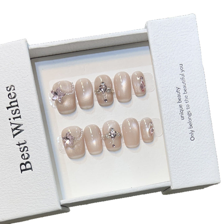 Elegante mit Strass veredelte Press-On-Nagelset
