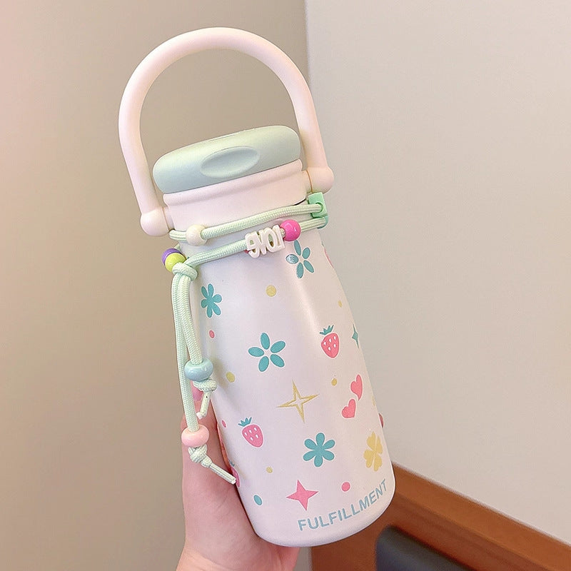 Damen kreative Trinkflasche mit lustigem Design und praktischer Schnur Karnz