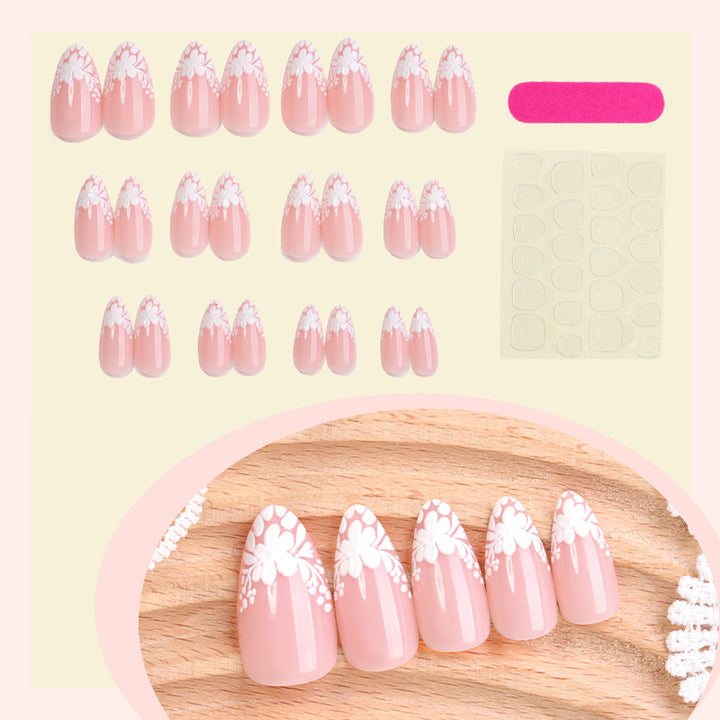 Elegantes dekoratives Press-On-Nagelset mit floralen Akzenten Karnz 1788495970