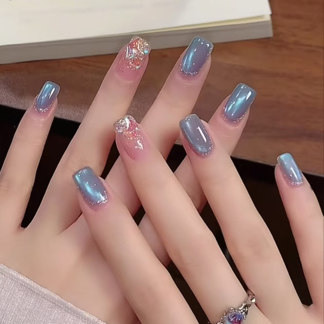 Gradient Ombre Nagelverlängerungen mit Glitzer