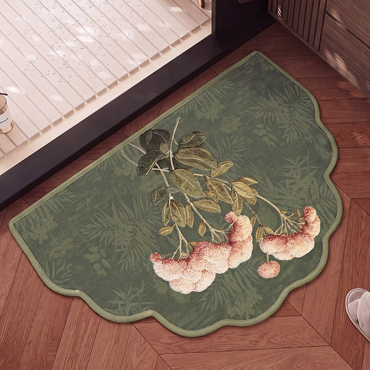 Floral bestickte Badezimmermatte für das Zuhause