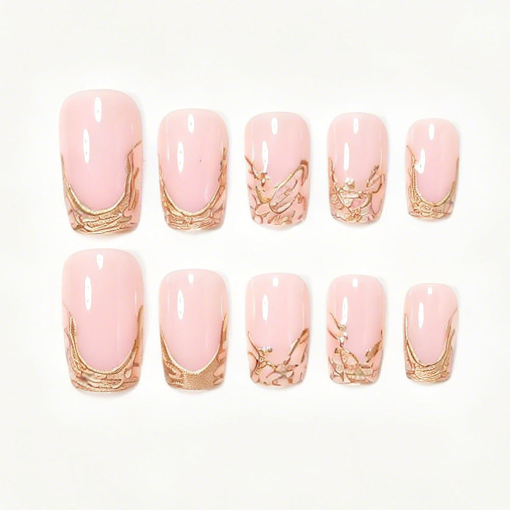 Elegante Marmor Spitze Acryl-Nagelset Karnz