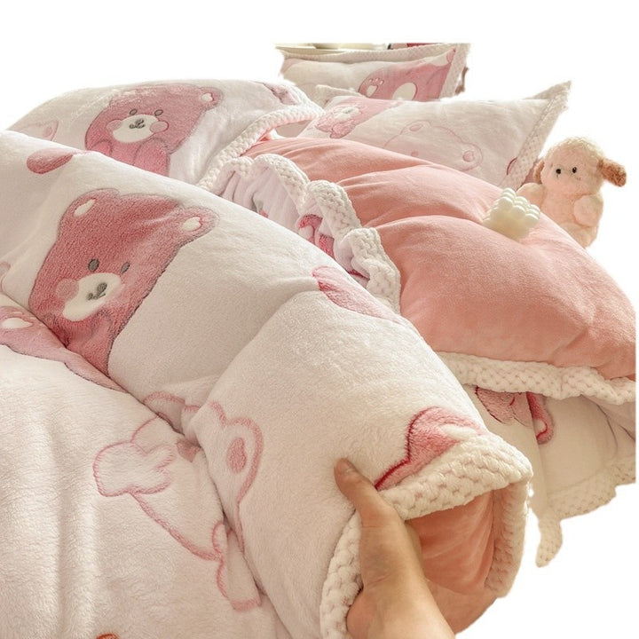 Cartoon Tier Plüsch Comforter Set