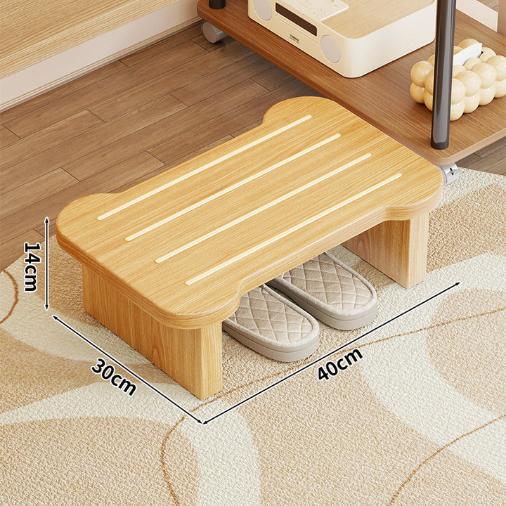 Niedrige Holzschuhbank mit Stauraum unter dem Sitz