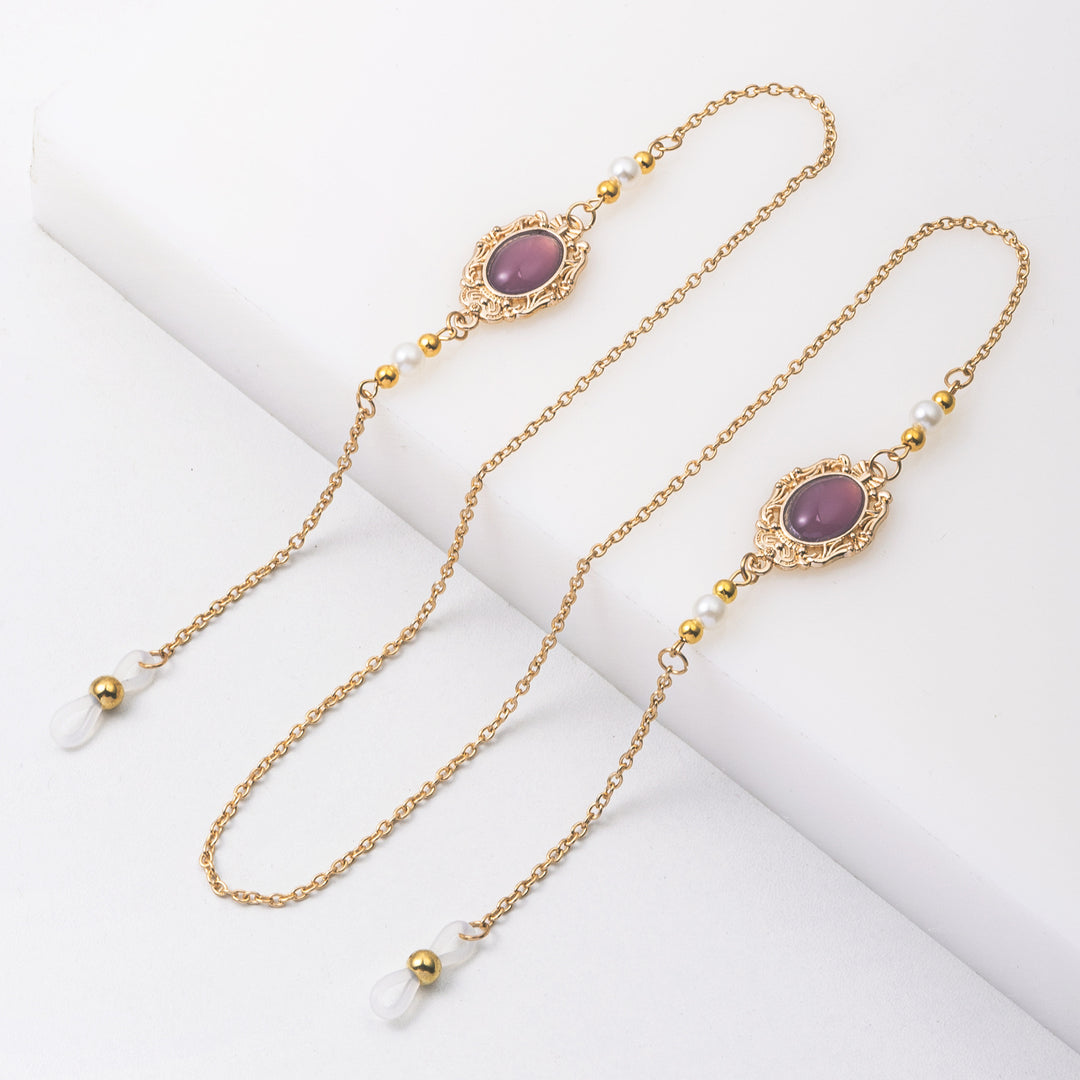 Elegante Brillen Kette mit dekorativen Edelsteinen Karnz